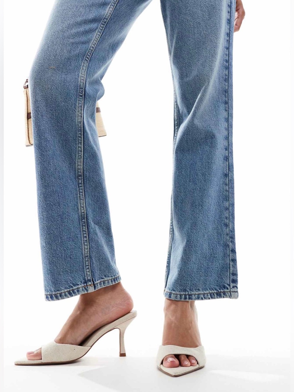 ASOS DESIGN Heyday Pointed Sole Heeled Mules in Natural - Picture 2 of 3